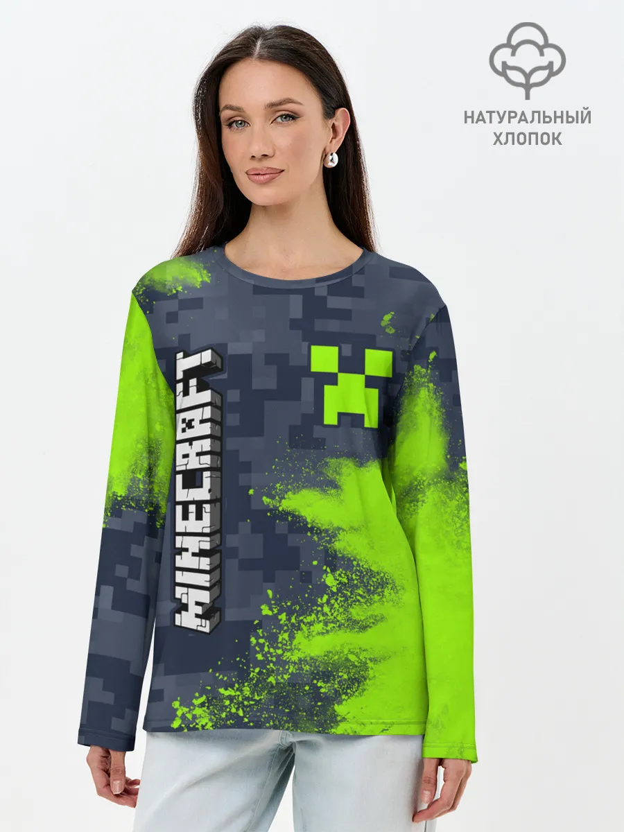 Лонгслив женский. Хлопок / MINECRAFT / МАЙНКРАФТ