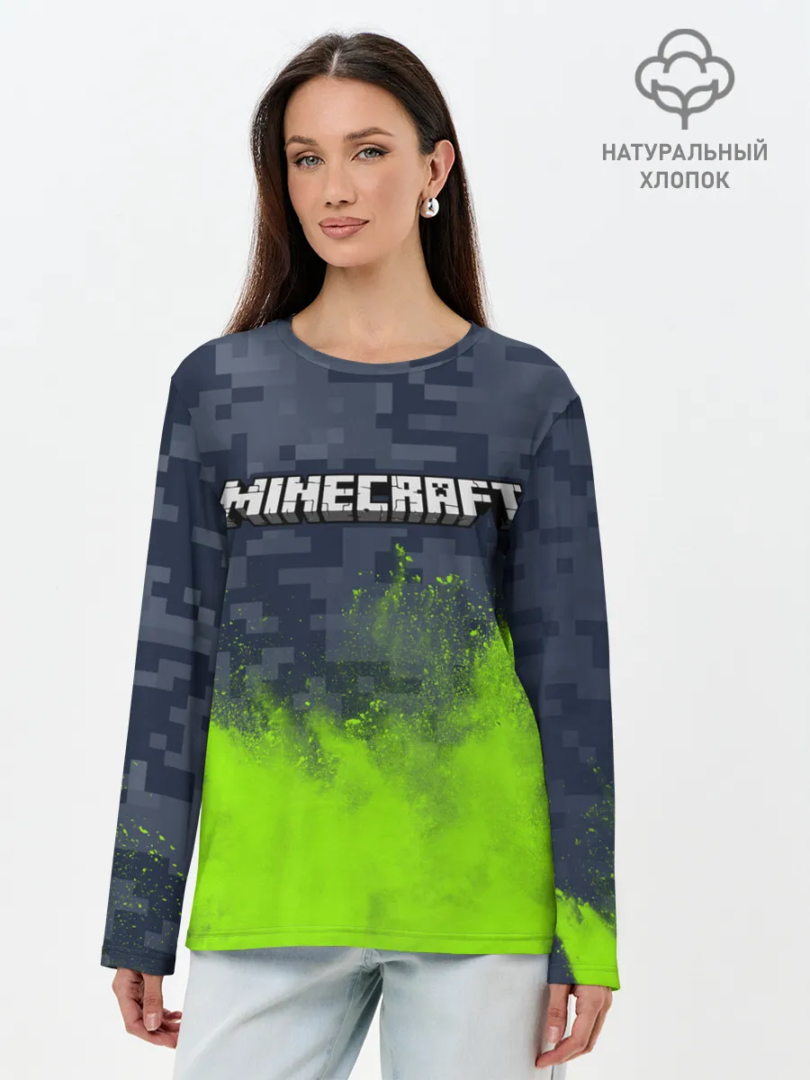 Лонгслив женский. Хлопок / MINECRAFT / МАЙНКРАФТ