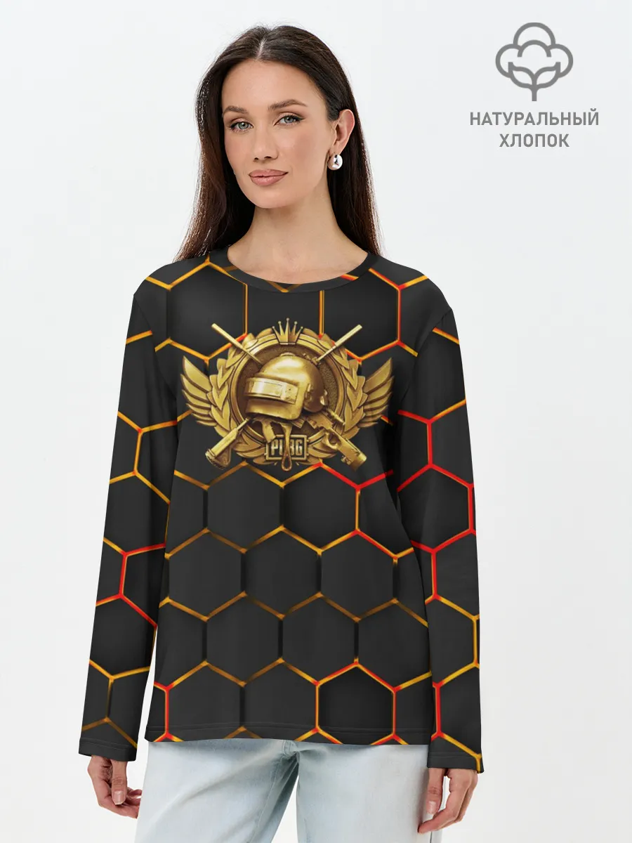 Лонгслив женский. Хлопок / Pubg | Gold Logo