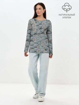 Лонгслив женский. Хлопок / Каменные лица 3D МЕМ 2020