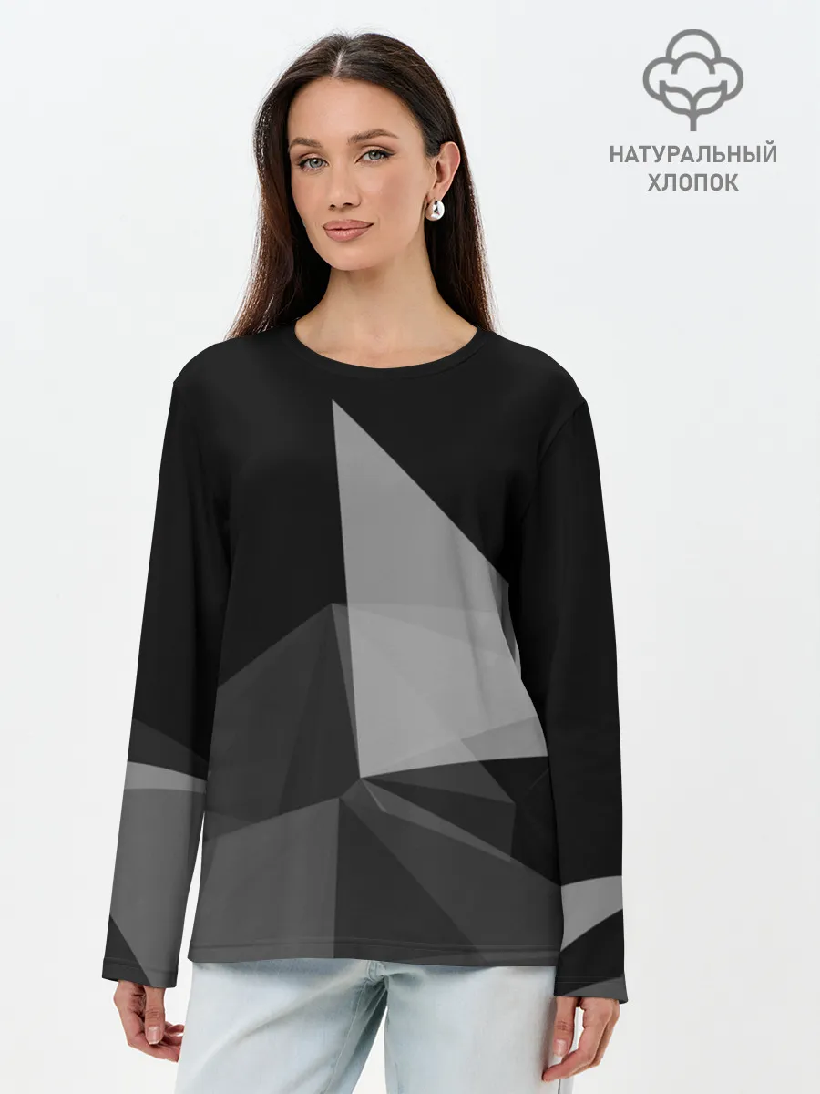 Лонгслив женский. Хлопок / Camo - Black & White