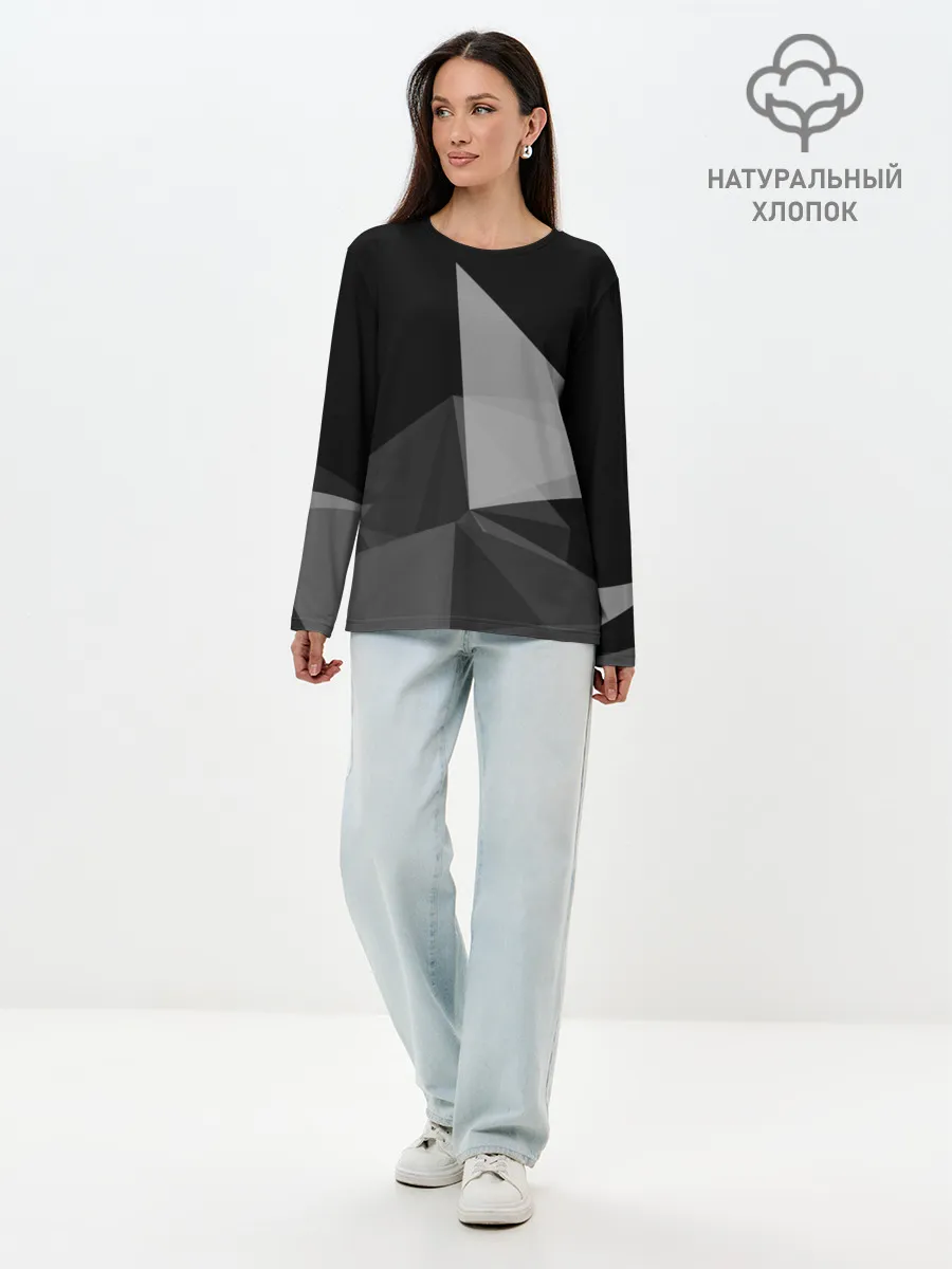 Лонгслив женский. Хлопок / Camo - Black & White