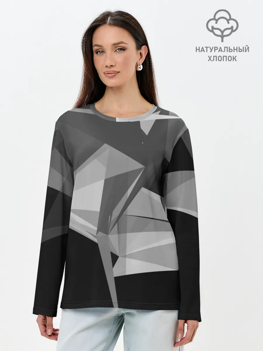 Лонгслив женский. Хлопок / Camo - Black & White
