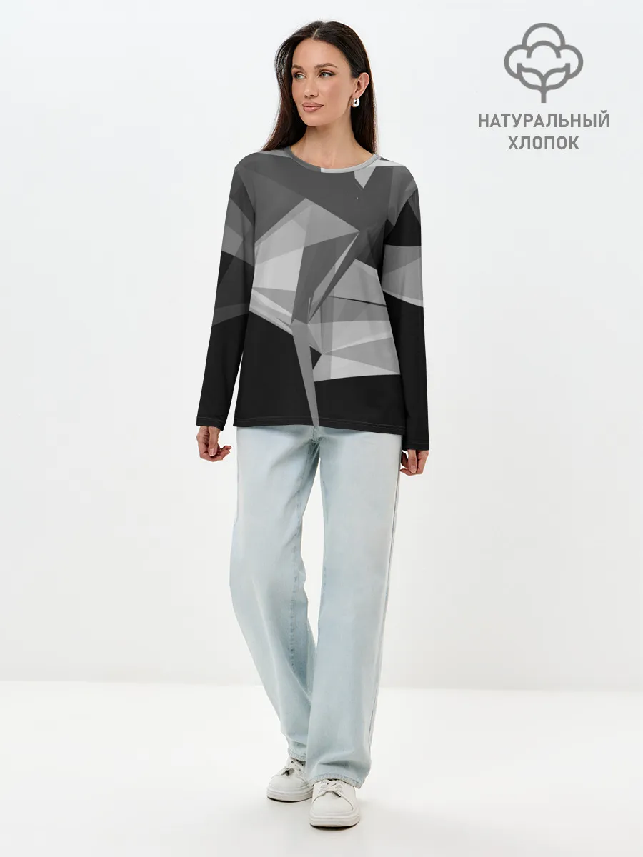 Лонгслив женский. Хлопок / Camo - Black & White