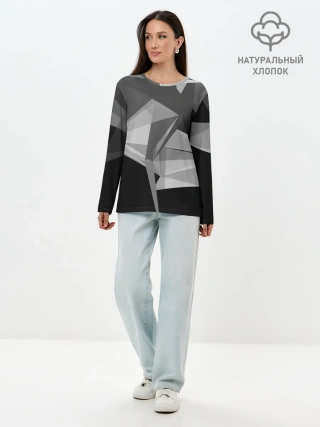 Лонгслив женский. Хлопок / Camo - Black & White