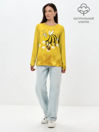 Лонгслив женский. Хлопок / Лето. Пчелы. Мед