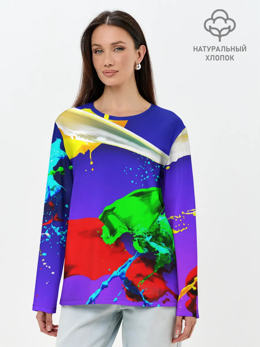 Лонгслив женский. Хлопок / НЕОНОВЫЙ КРАСКИ