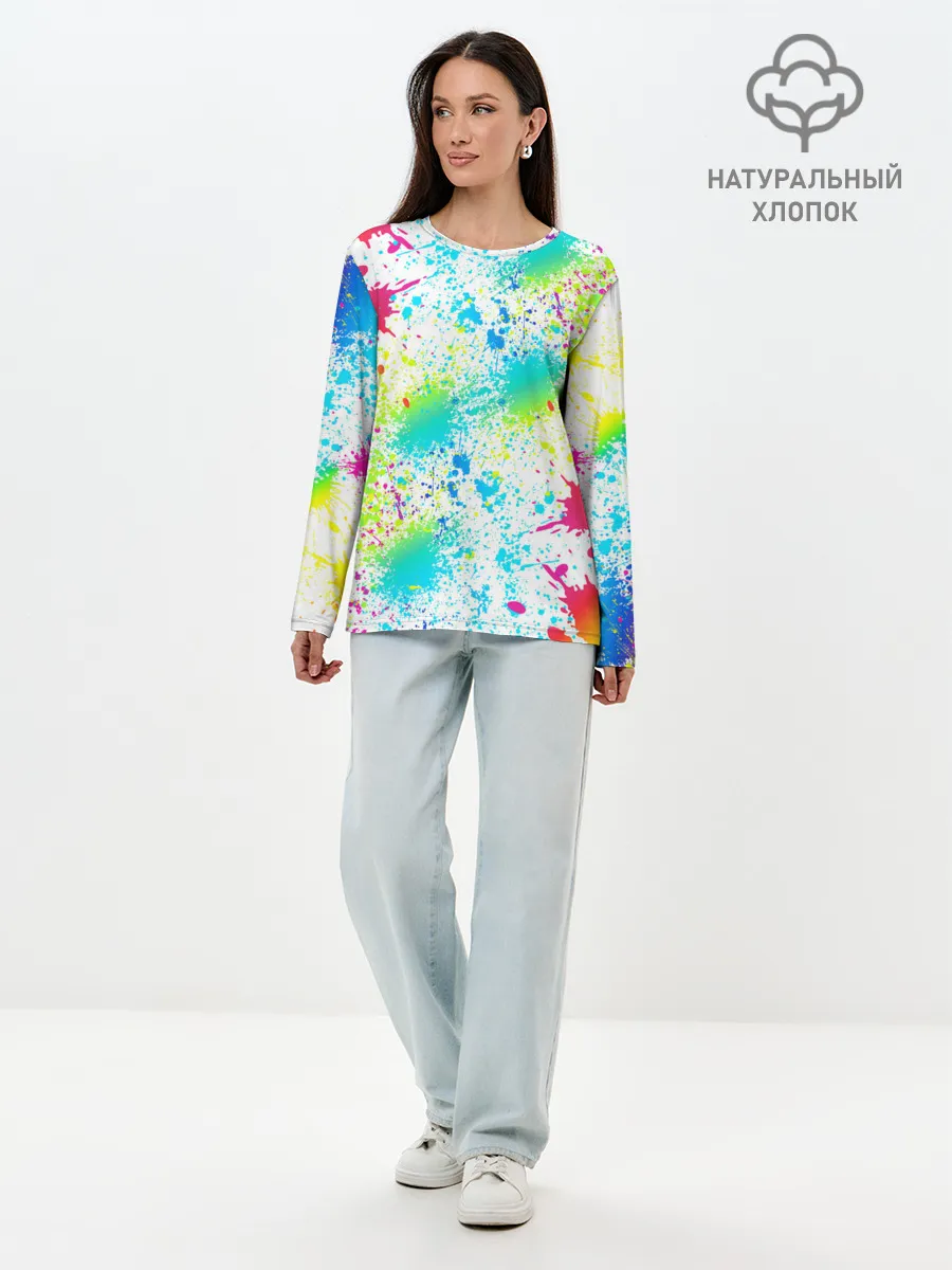 Лонгслив женский. Хлопок / БРЫЗГИ НЕОНА