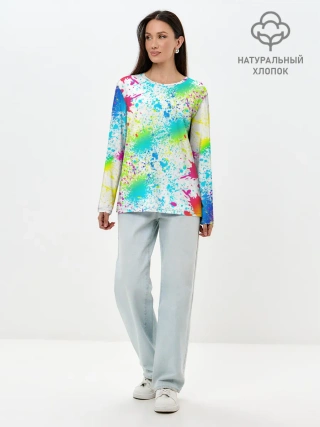 Лонгслив женский. Хлопок / БРЫЗГИ НЕОНА