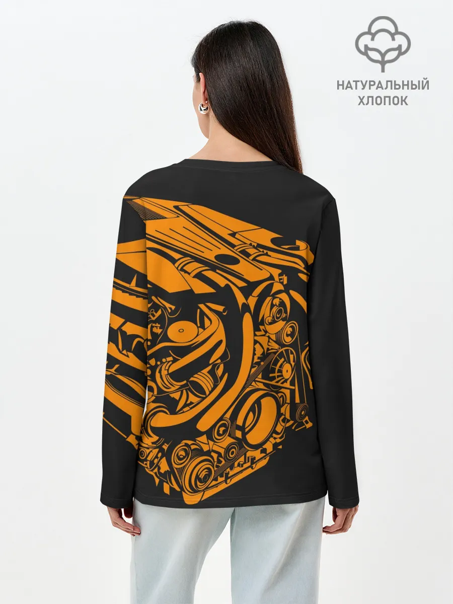 Лонгслив женский. Хлопок / Сердце - пламенный мотор