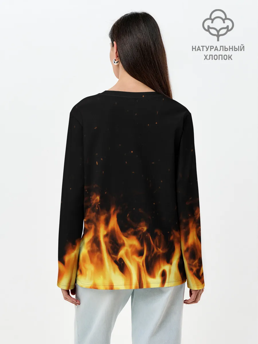 Лонгслив женский. Хлопок / Огонь