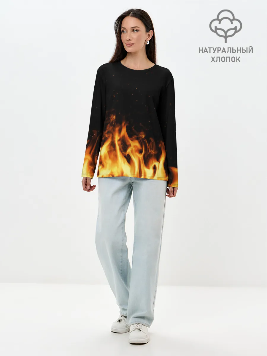 Лонгслив женский. Хлопок / Огонь