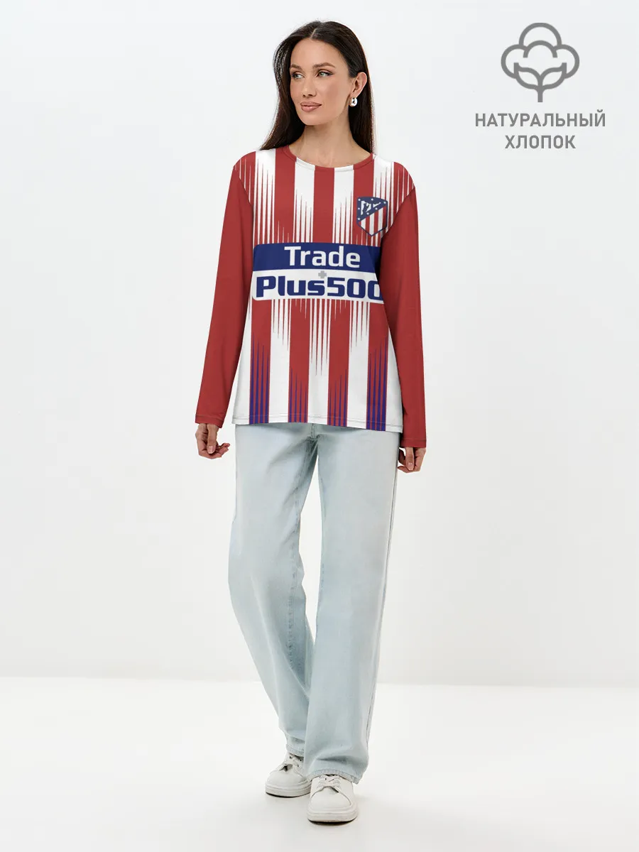 Лонгслив женский. Хлопок / Форма Атлетико Мадрид