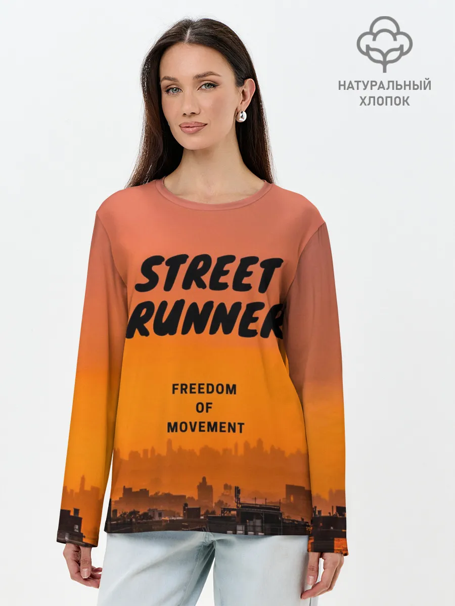Лонгслив женский. Хлопок / Street runner