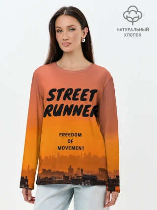 Лонгслив женский. Хлопок / Street runner