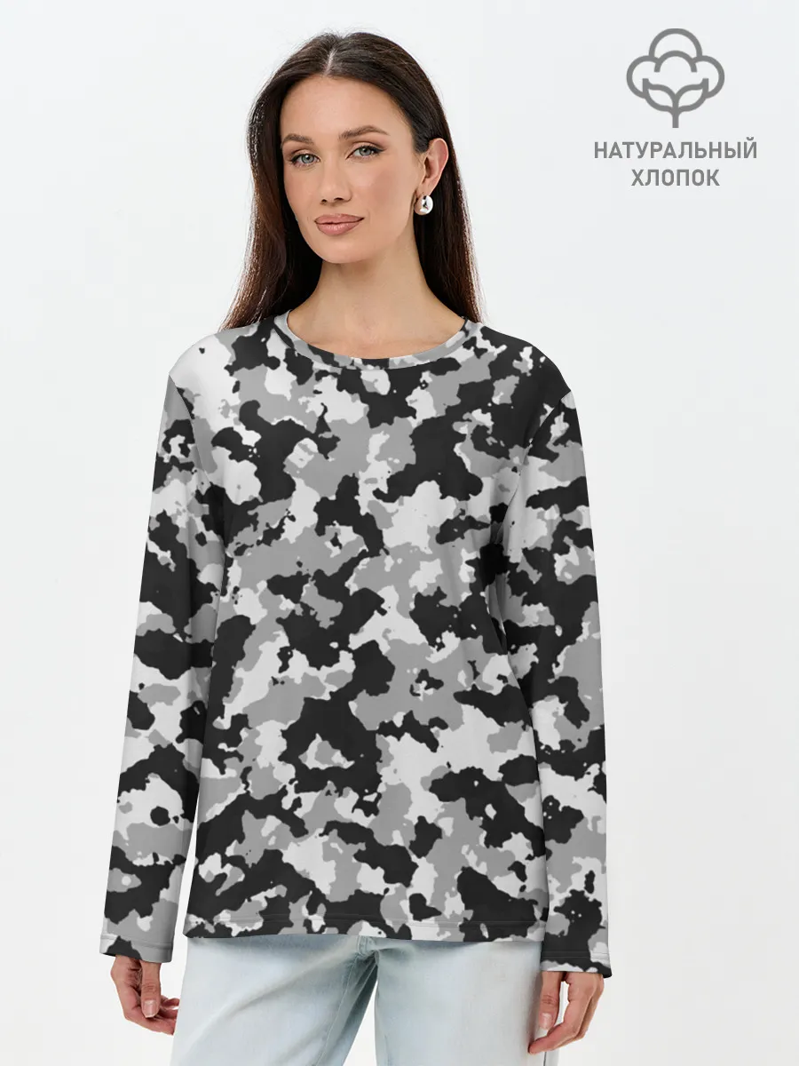 Лонгслив женский. Хлопок / Камуфляж | ЧБС