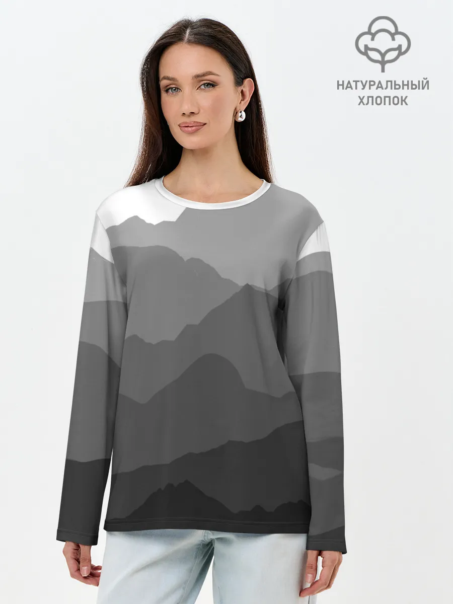 Лонгслив женский. Хлопок / горы