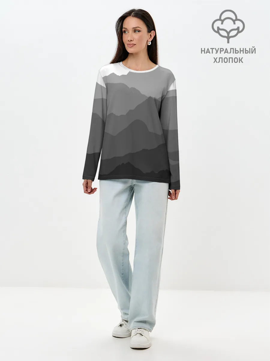 Лонгслив женский. Хлопок / горы