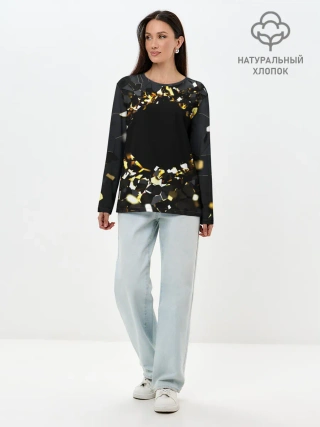 Лонгслив женский. Хлопок / Брызги стекла