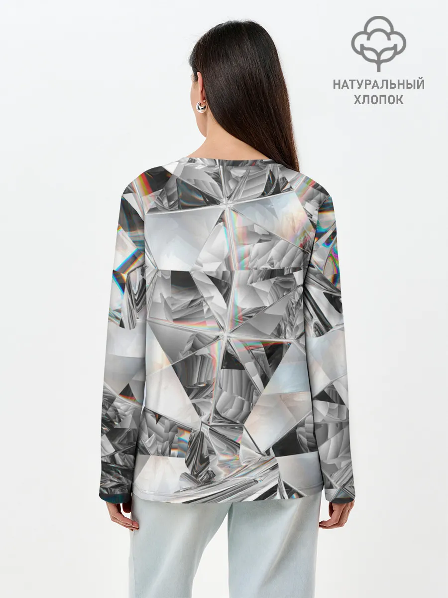 Лонгслив женский. Хлопок / зеркальный калейдоскоп