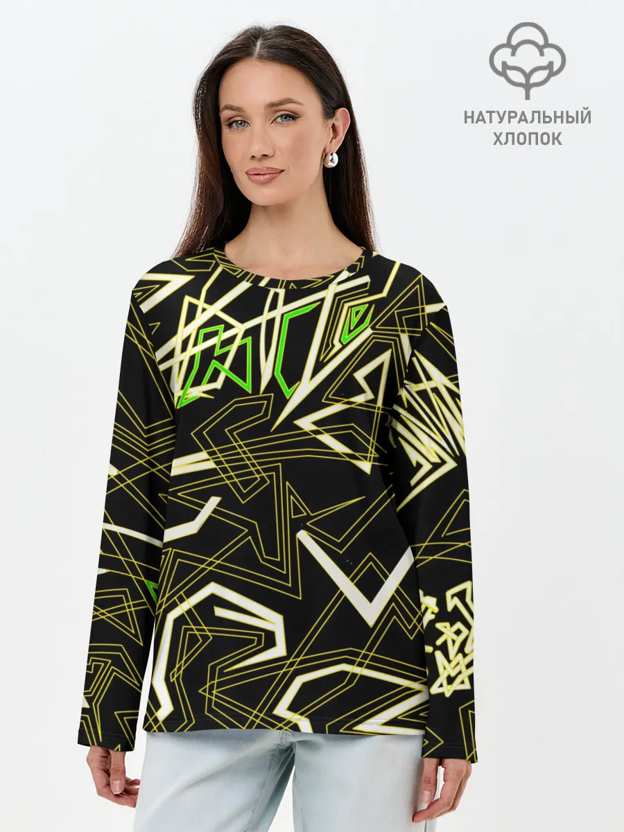 Лонгслив женский. Хлопок / Геометрическая абстракция