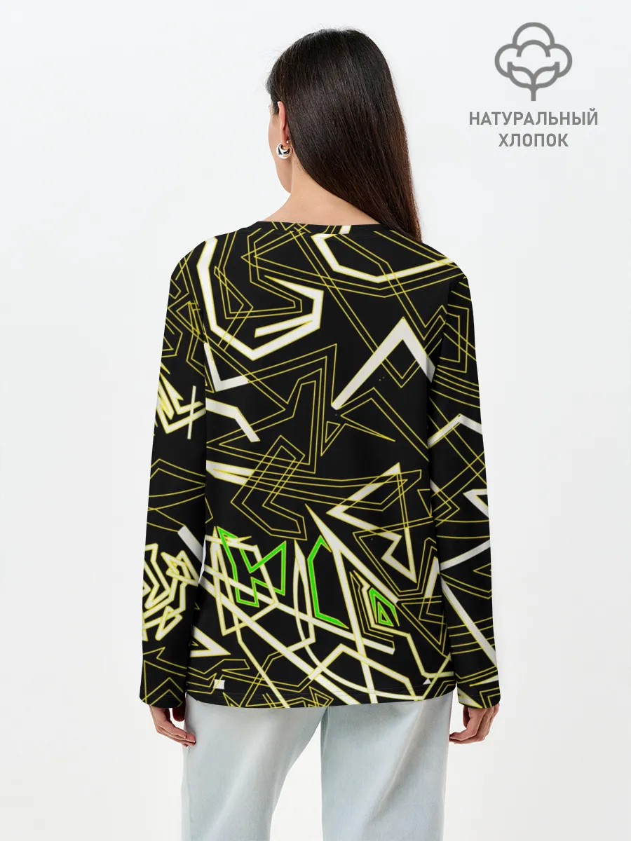 Лонгслив женский. Хлопок / Геометрическая абстракция
