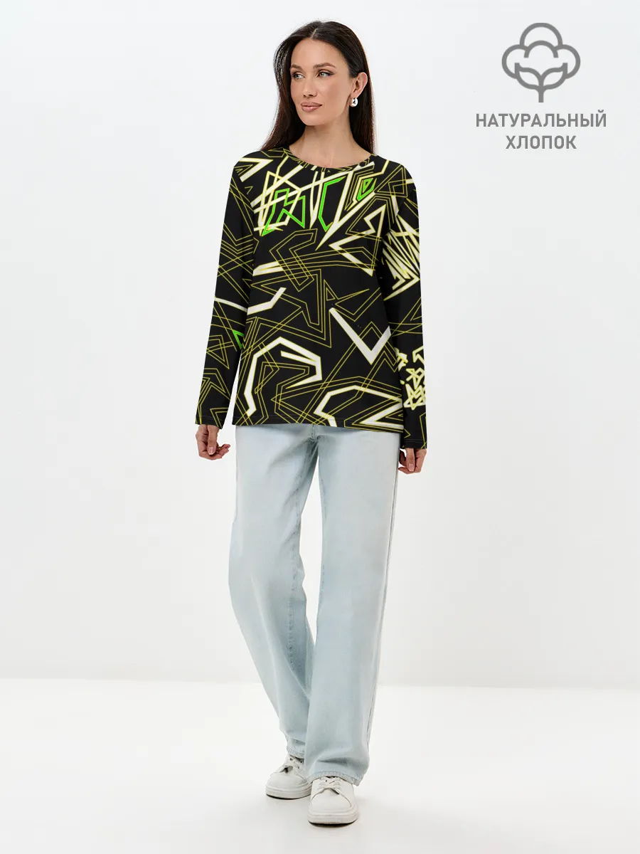 Лонгслив женский. Хлопок / Геометрическая абстракция