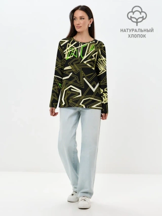 Лонгслив женский. Хлопок / Геометрическая абстракция