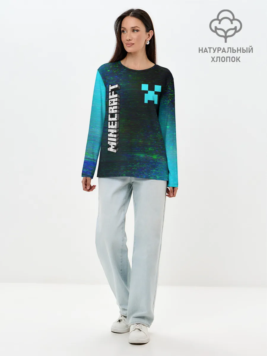 Лонгслив женский. Хлопок / MINECRAFT / МАЙНКРАФТ