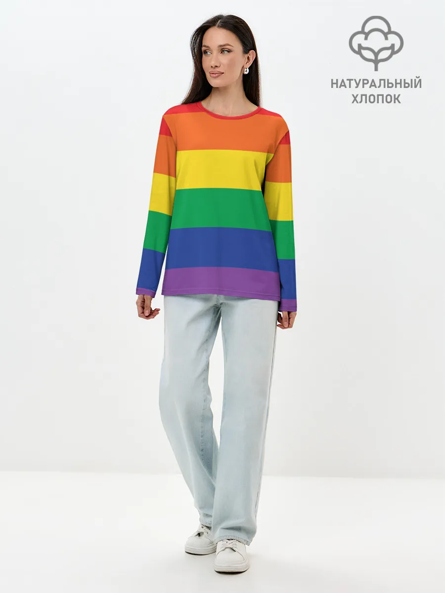 Лонгслив женский. Хлопок / Радуга