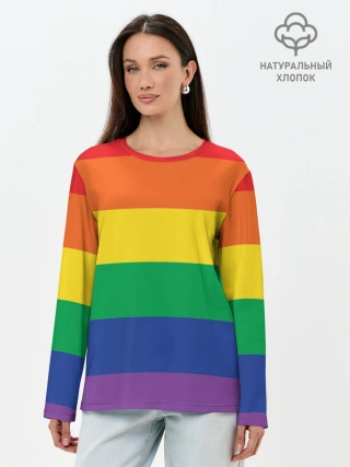 Лонгслив женский. Хлопок / Радуга