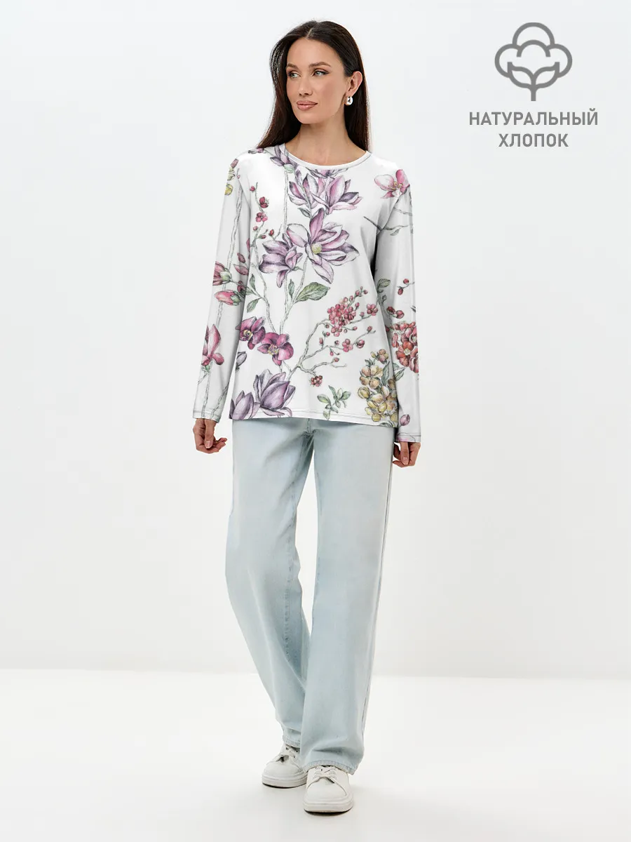 Лонгслив женский. Хлопок / Колибри