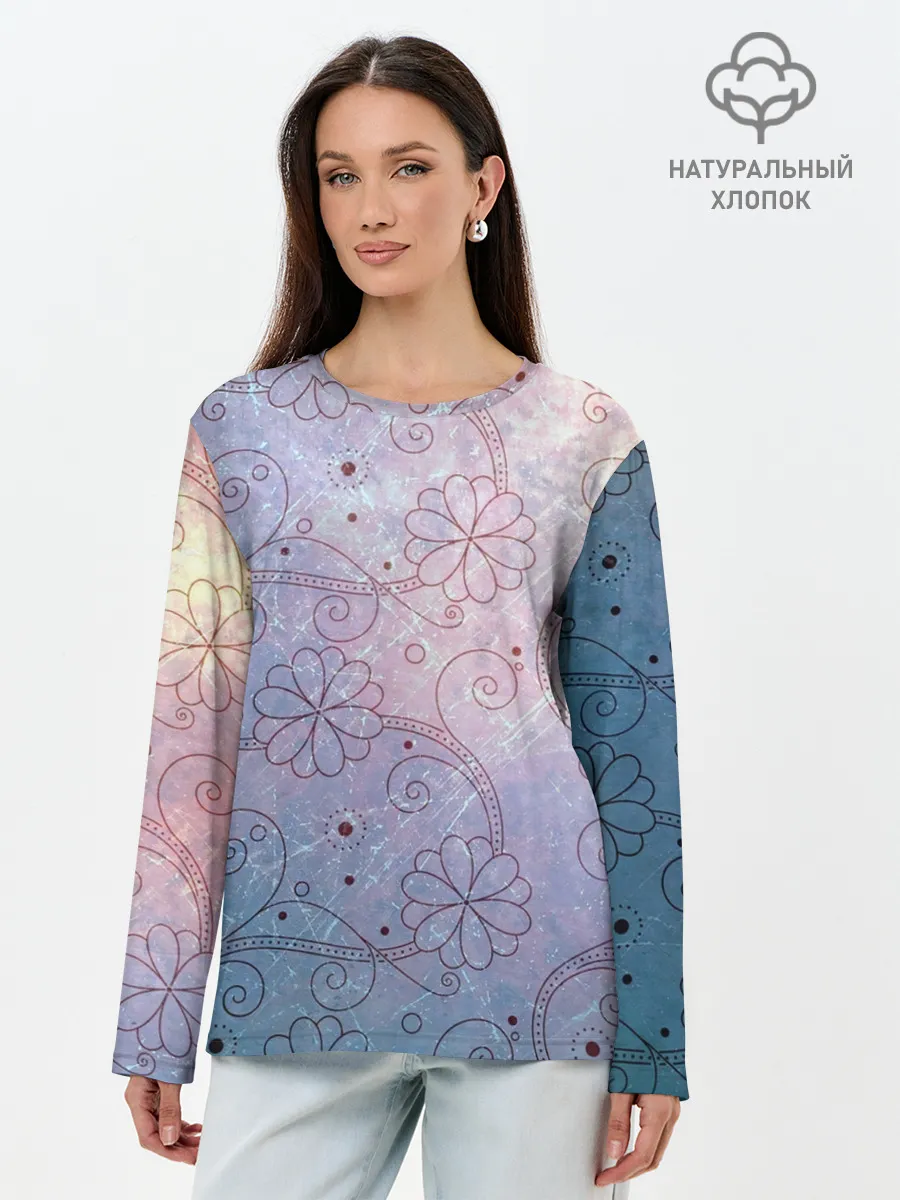 Лонгслив женский. Хлопок / Нежные цвета