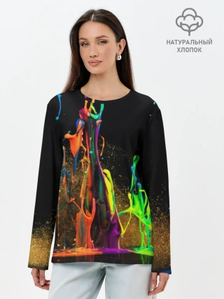 Лонгслив женский. Хлопок / КРАСКИ