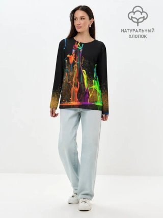 Лонгслив женский. Хлопок / КРАСКИ