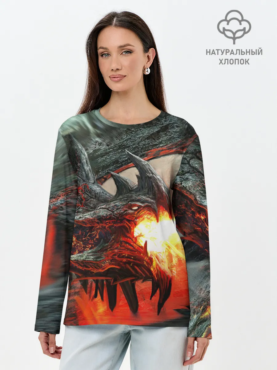 Лонгслив женский. Хлопок / Дракон | Dragon