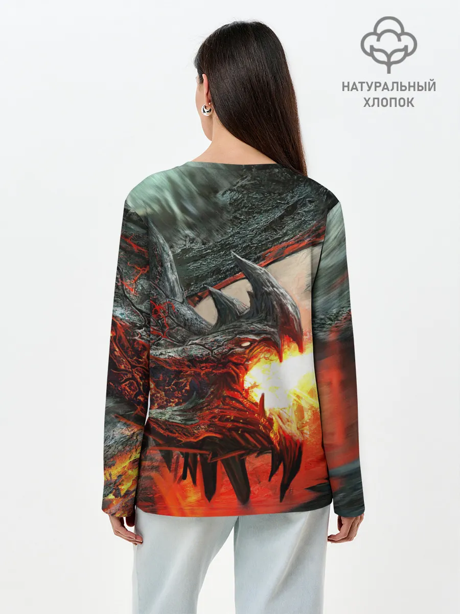 Лонгслив женский. Хлопок / Дракон | Dragon