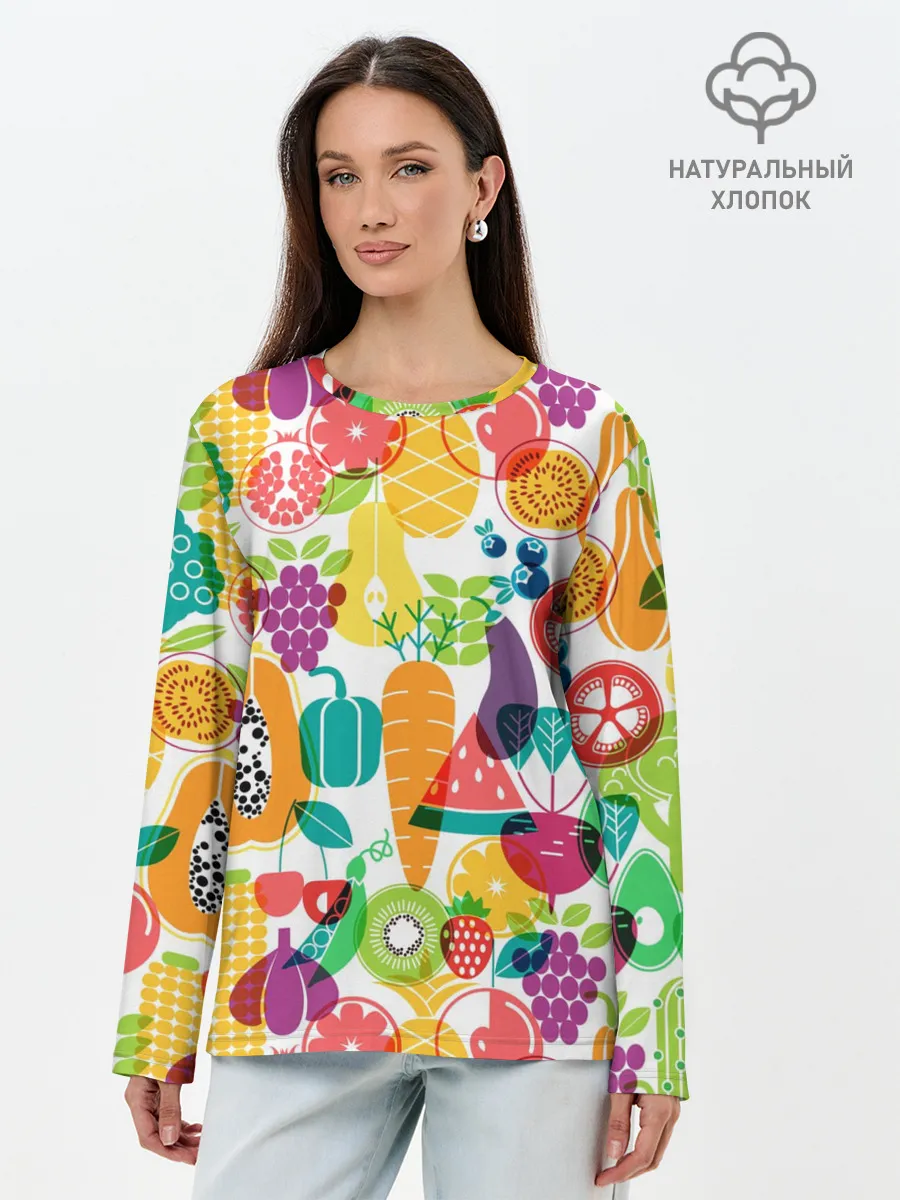 Лонгслив женский. Хлопок / овощи