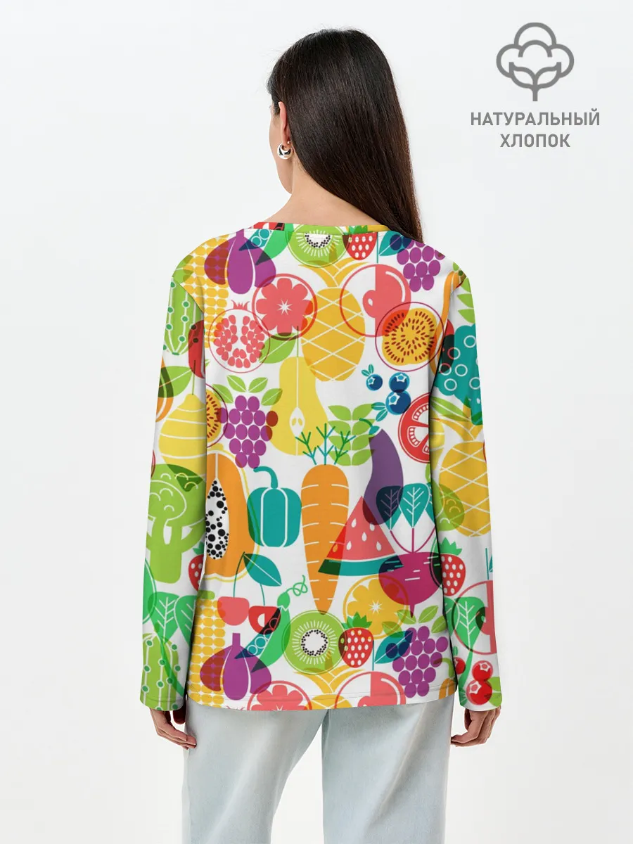 Лонгслив женский. Хлопок / овощи