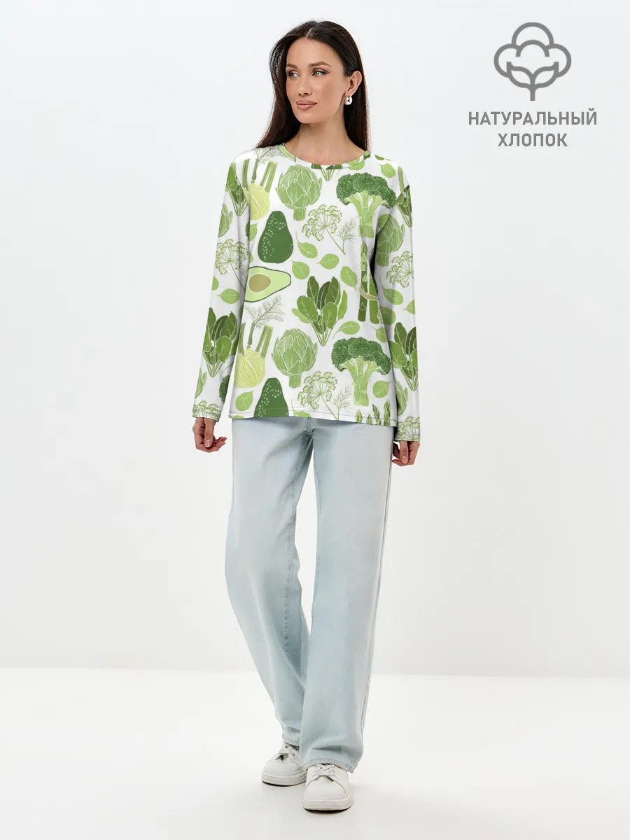 Лонгслив женский. Хлопок / овощи
