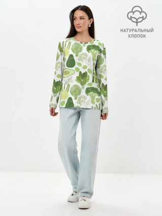 Лонгслив женский. Хлопок / овощи