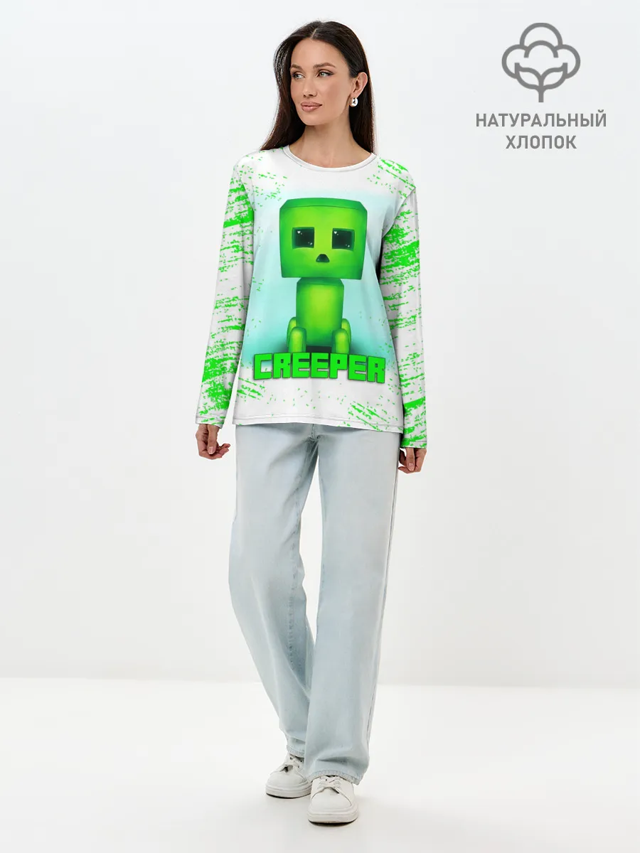 Лонгслив женский. Хлопок / MINECRAFT CREEPER