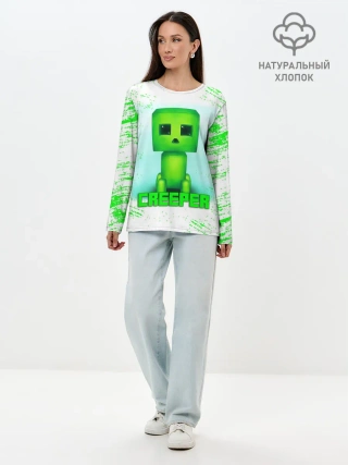Лонгслив женский. Хлопок / MINECRAFT CREEPER