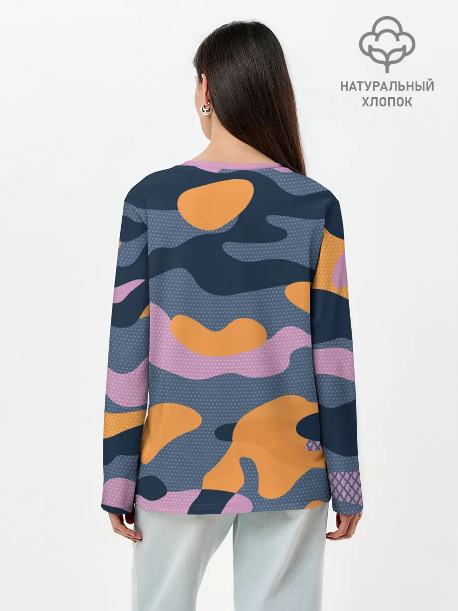 Лонгслив женский. Хлопок / Спортивный милитари