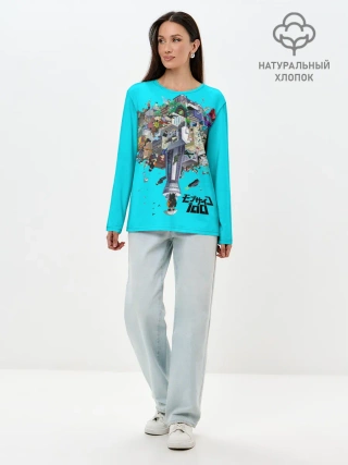 Лонгслив женский. Хлопок / МОБ ПСИХО 100