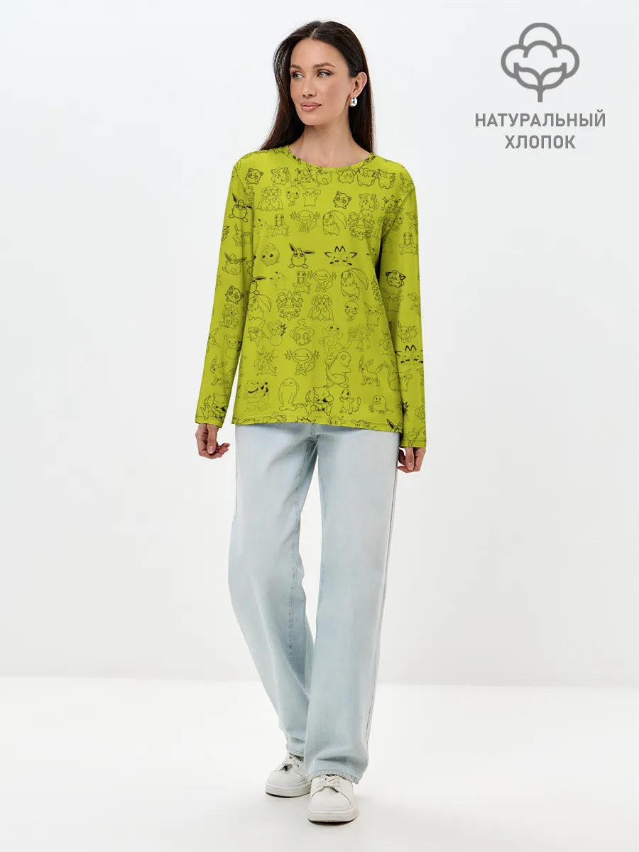 Лонгслив женский. Хлопок / покемоны