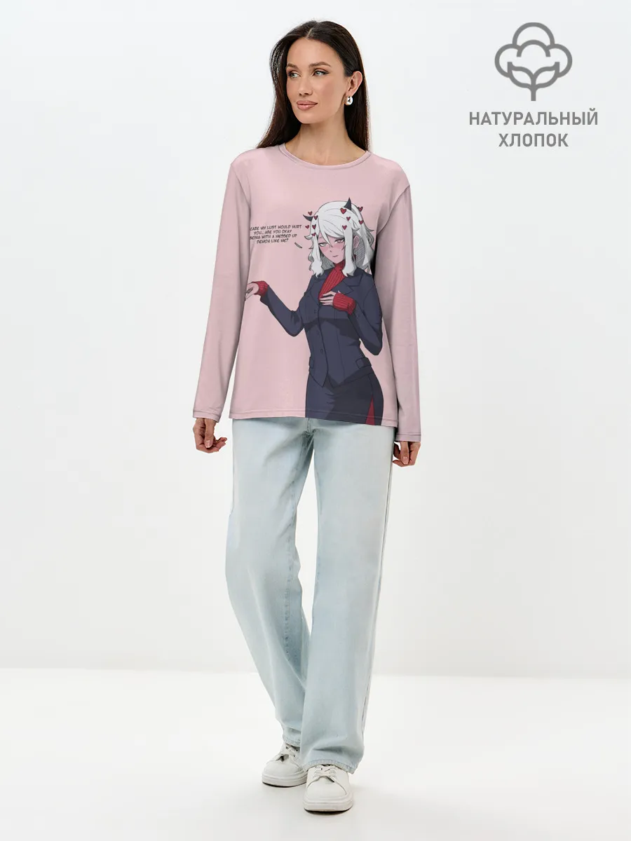 Лонгслив женский. Хлопок / Malina текст Helltaker