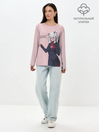 Лонгслив женский. Хлопок / Malina текст Helltaker