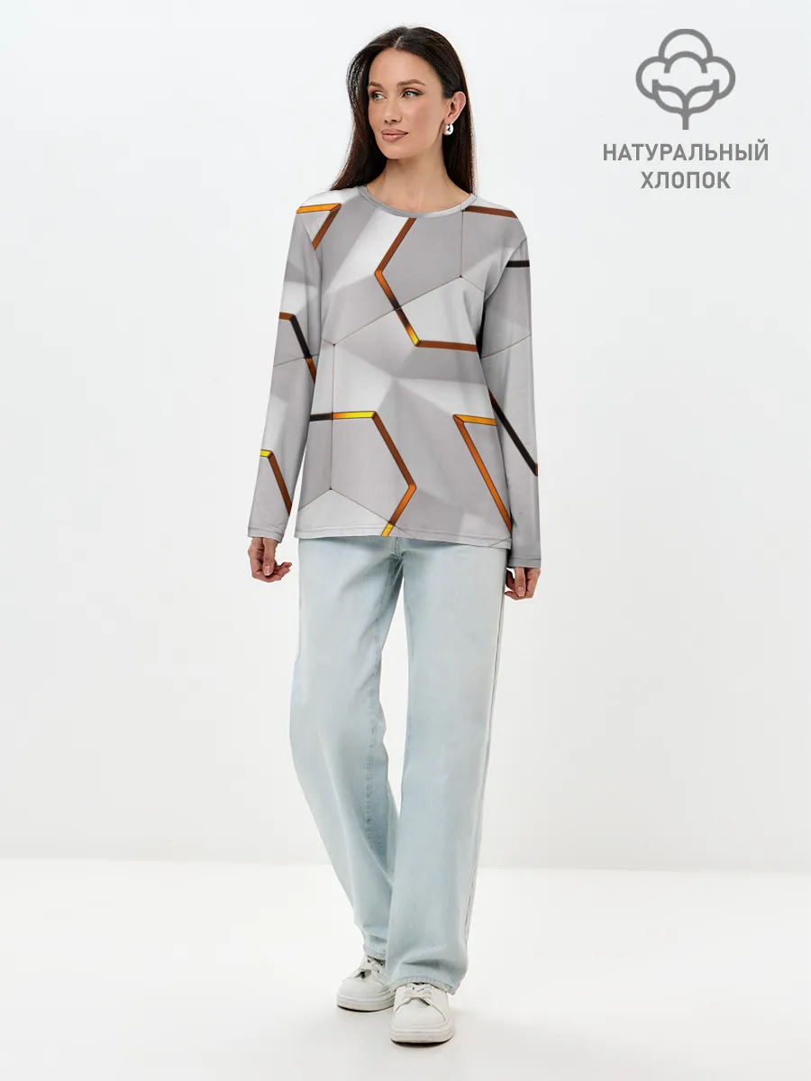 Лонгслив женский. Хлопок / 3D абстракция Iron