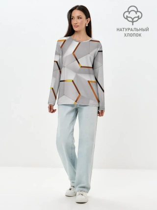 Лонгслив женский. Хлопок / 3D абстракция Iron